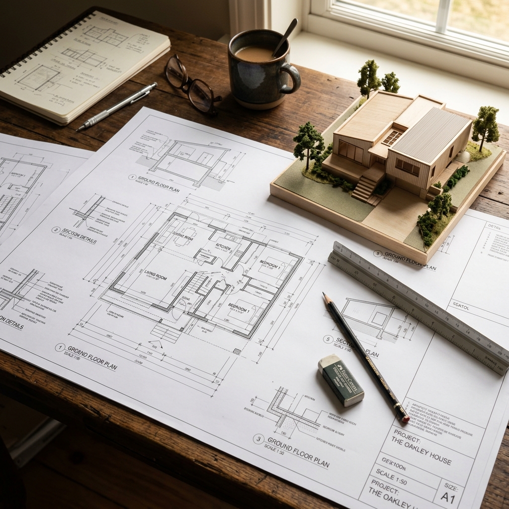 Architectural blueprints and floor plans