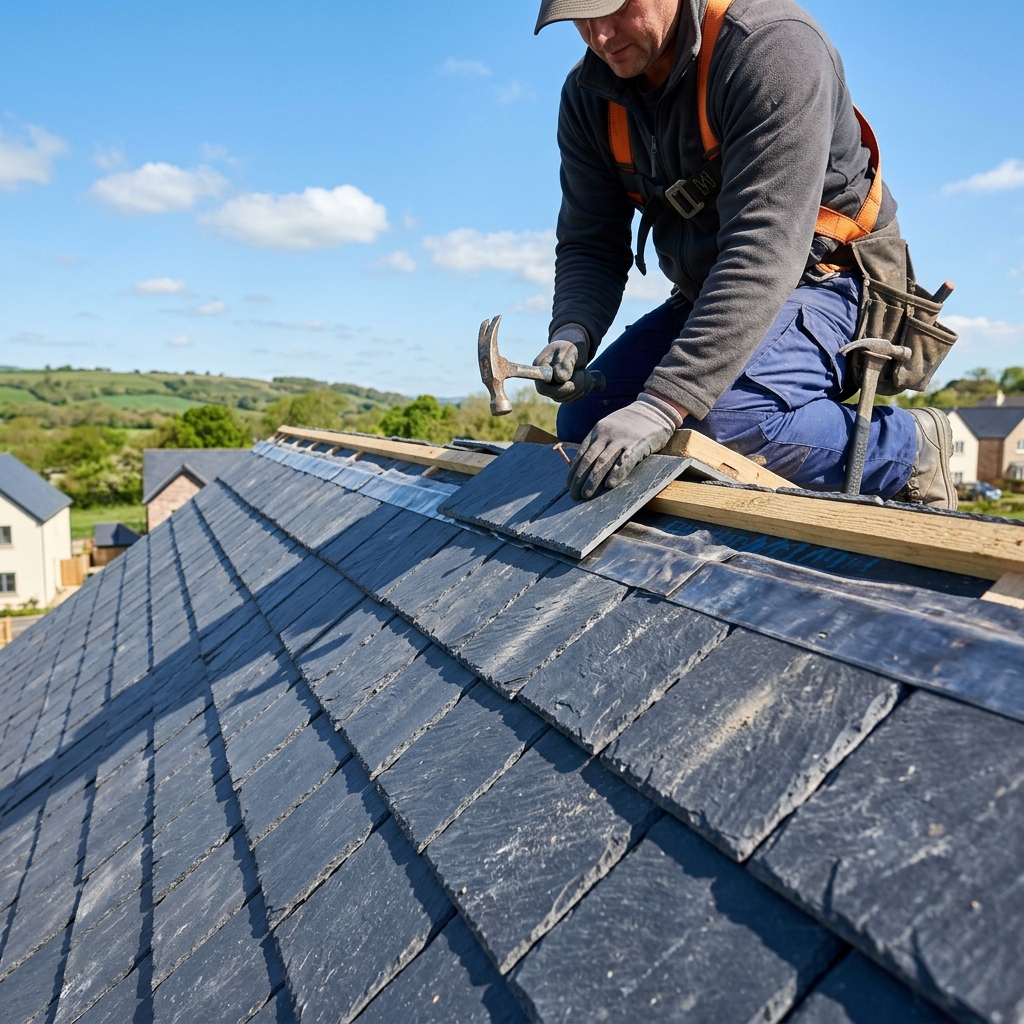 Modern roof being constructed